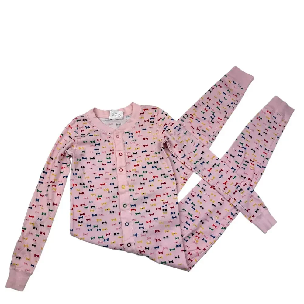 Hanna Andersson Pink Bows One Piece Union Suit Pajamas